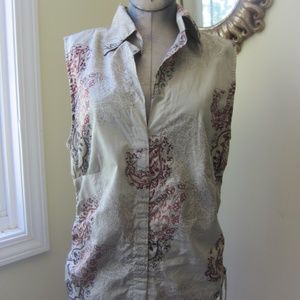 Vintage Safari Sleeveless Cotton Shirt LG